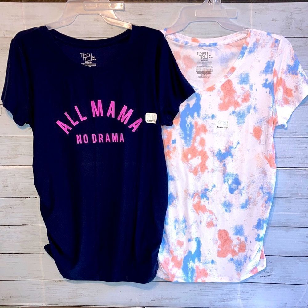 Womens Maternity Butter Soft Short Sleeve T-Shirt Top 2-Pack Size M